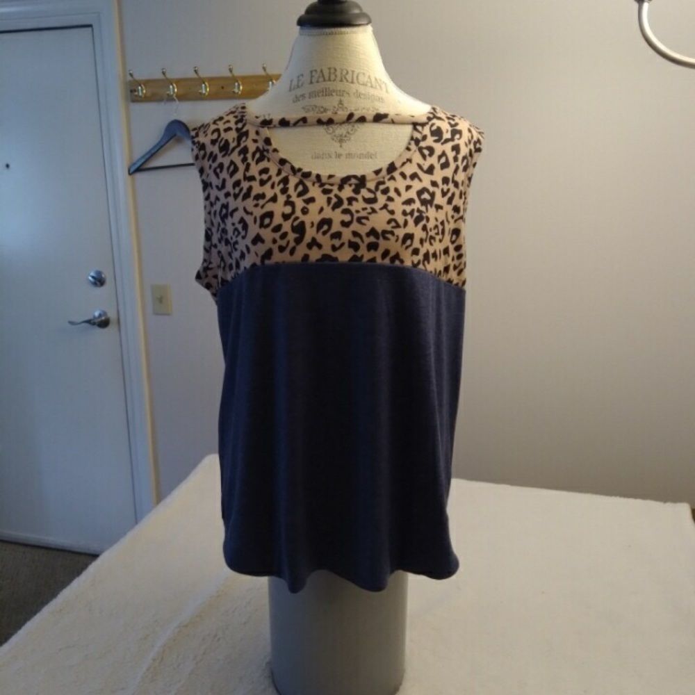 🎁NWOT LEOPARD PRINT CUT OUT COLOR BLOCK TUNIC - Picture 4 of 9